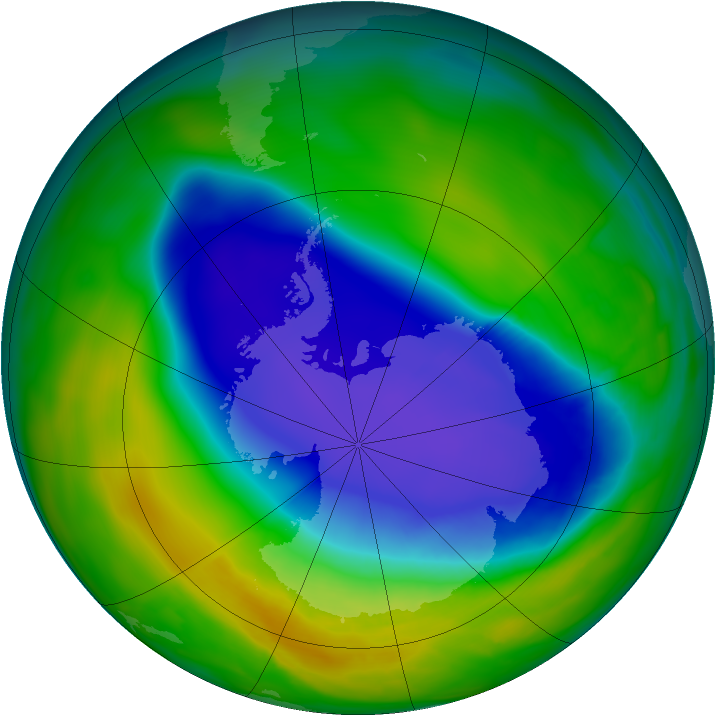 Antarctic ozone map for 27 October 2008